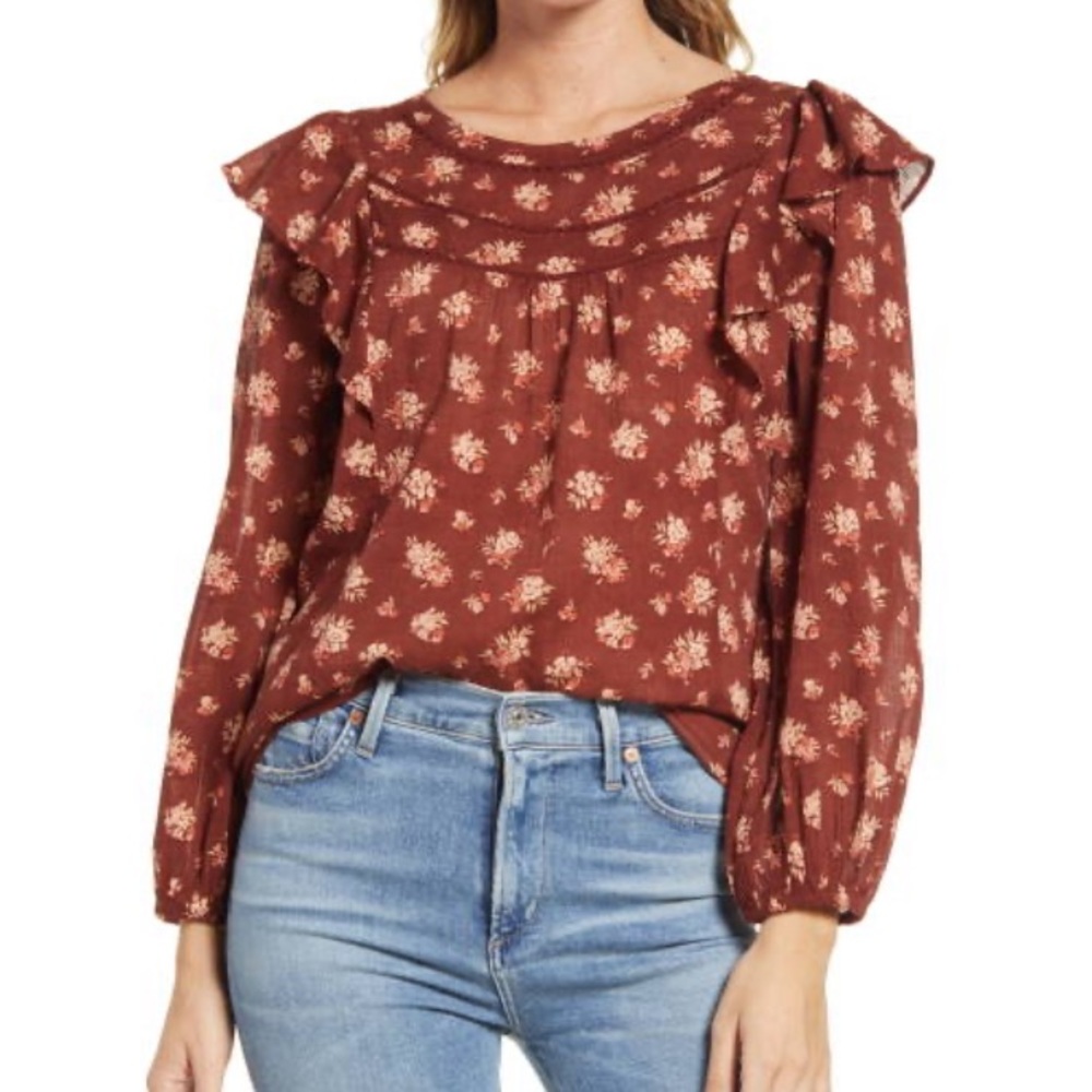 Madewell Ladder Trim Ruffle Top - Picture 2 of 5